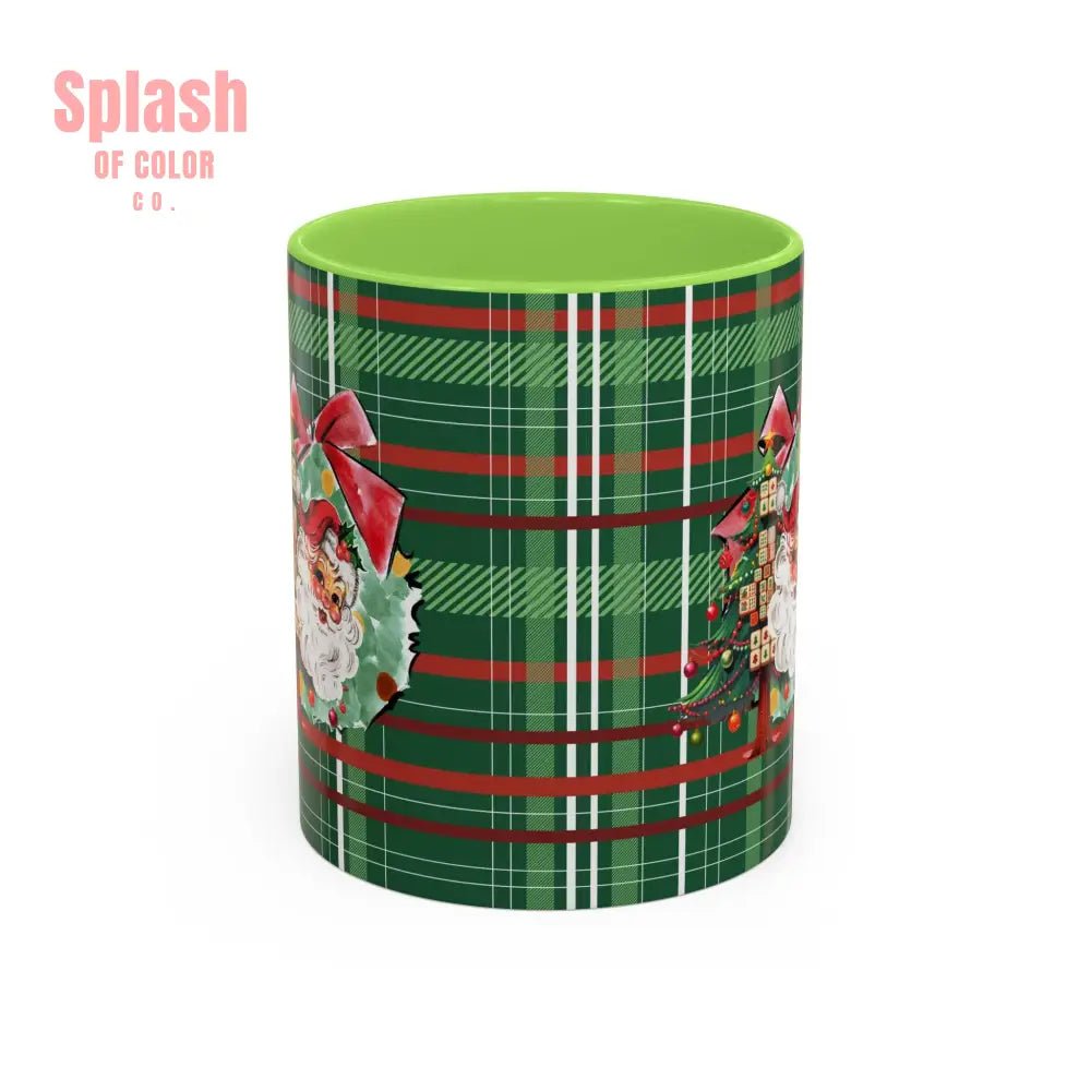 Mahjong Christmas Festive Mug Vintage Santa And Whimsical Mahj Tree - Splash of Color co.