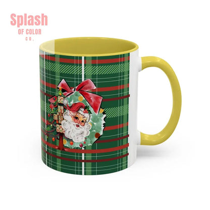 Mahjong Christmas Festive Mug Vintage Santa And Whimsical Mahj Tree - Splash of Color co.