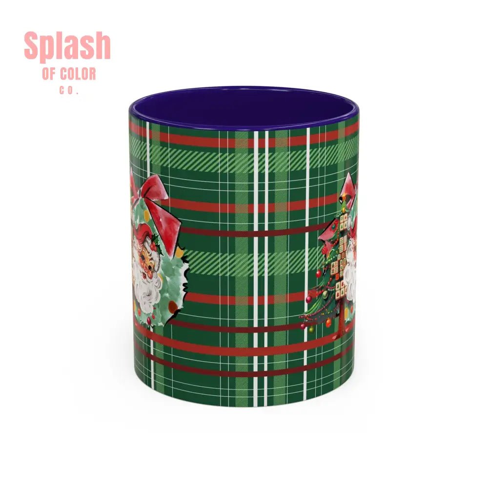 Mahjong Christmas Festive Mug Vintage Santa And Whimsical Mahj Tree - Splash of Color co.