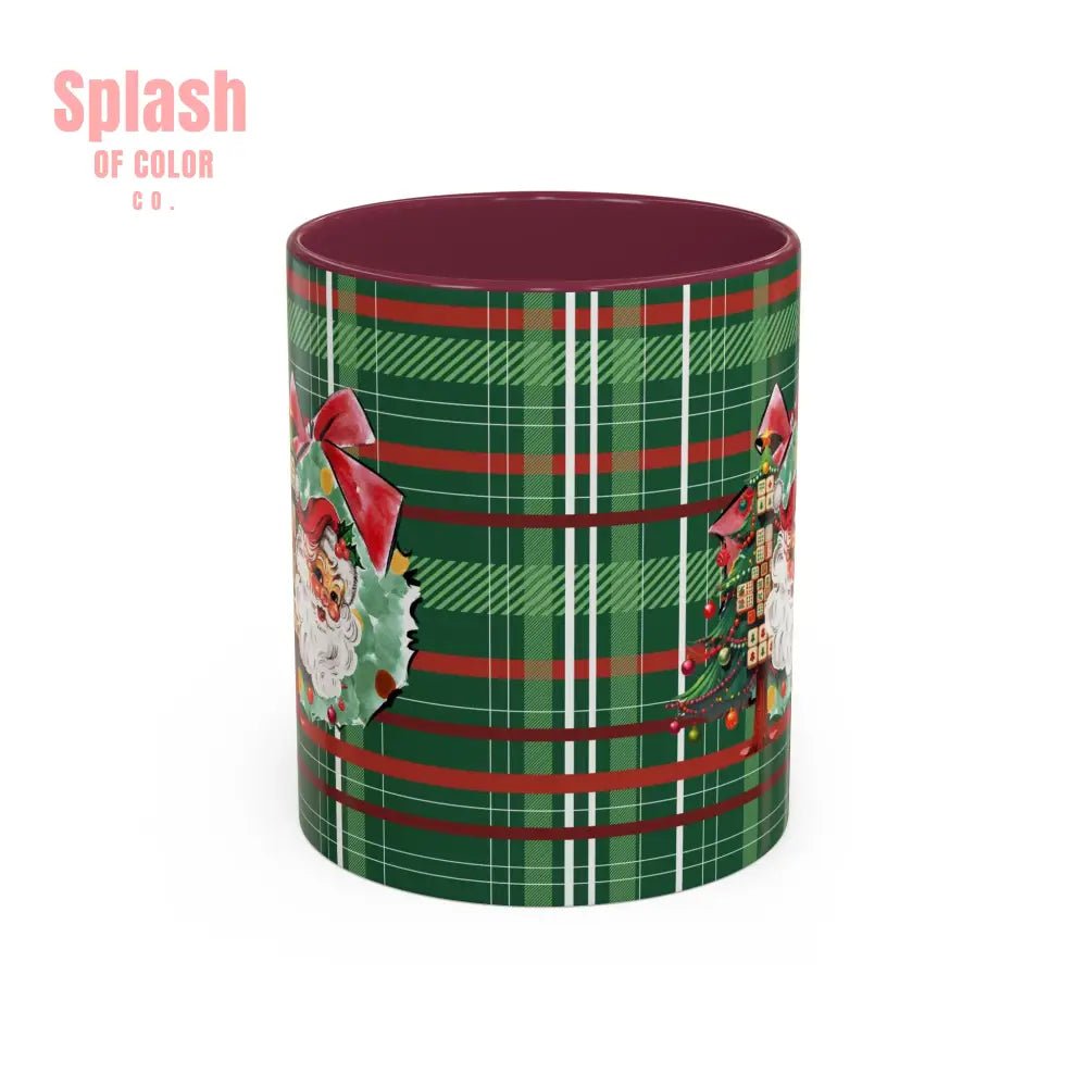 Mahjong Christmas Festive Mug Vintage Santa And Whimsical Mahj Tree - Splash of Color co.