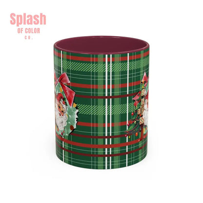 Mahjong Christmas Festive Mug Vintage Santa And Whimsical Mahj Tree - Splash of Color co.
