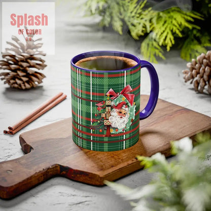 Mahjong Christmas Festive Mug Vintage Santa And Whimsical Mahj Tree - Splash of Color co.