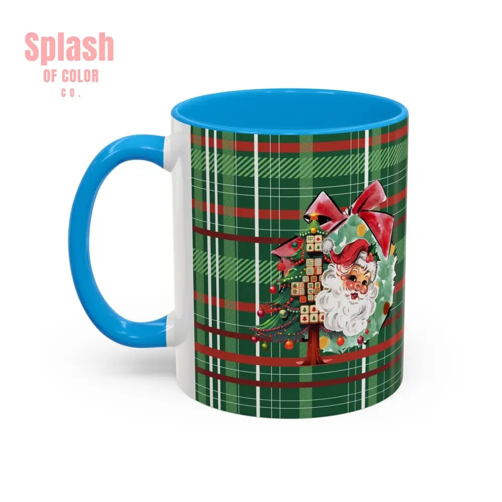 Mahjong Christmas Festive Mug Vintage Santa And Whimsical Mahj Tree - Splash of Color co.