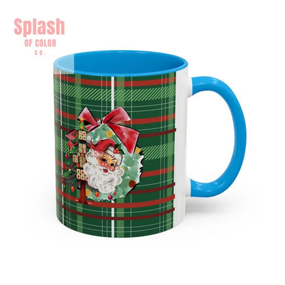 Mahjong Christmas Festive Mug Vintage Santa And Whimsical Mahj Tree - Splash of Color co.