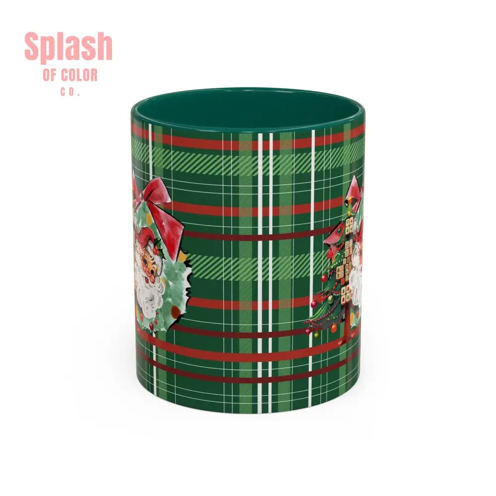 Mahjong Christmas Festive Mug Vintage Santa And Whimsical Mahj Tree - Splash of Color co.