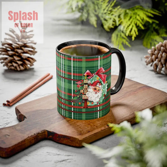 Mahjong Christmas Festive Mug Vintage Santa And Whimsical Mahj Tree - Splash of Color co.