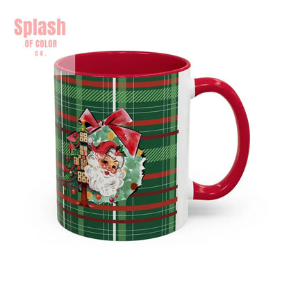 Mahjong Christmas Festive Mug Vintage Santa And Whimsical Mahj Tree - Splash of Color co.
