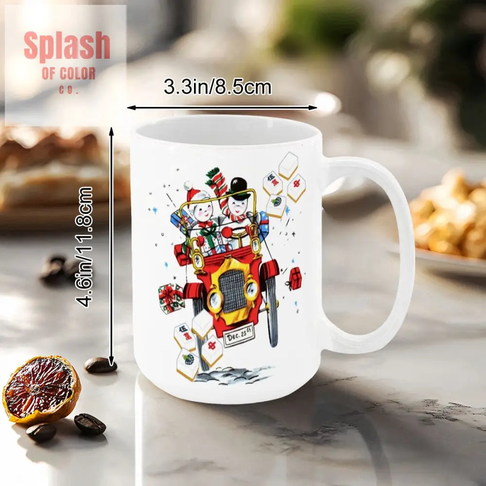 Mahjong Christmas Gift Funny Nostalgic Mahj Holiday Large Mug (15oz) - Drinkware