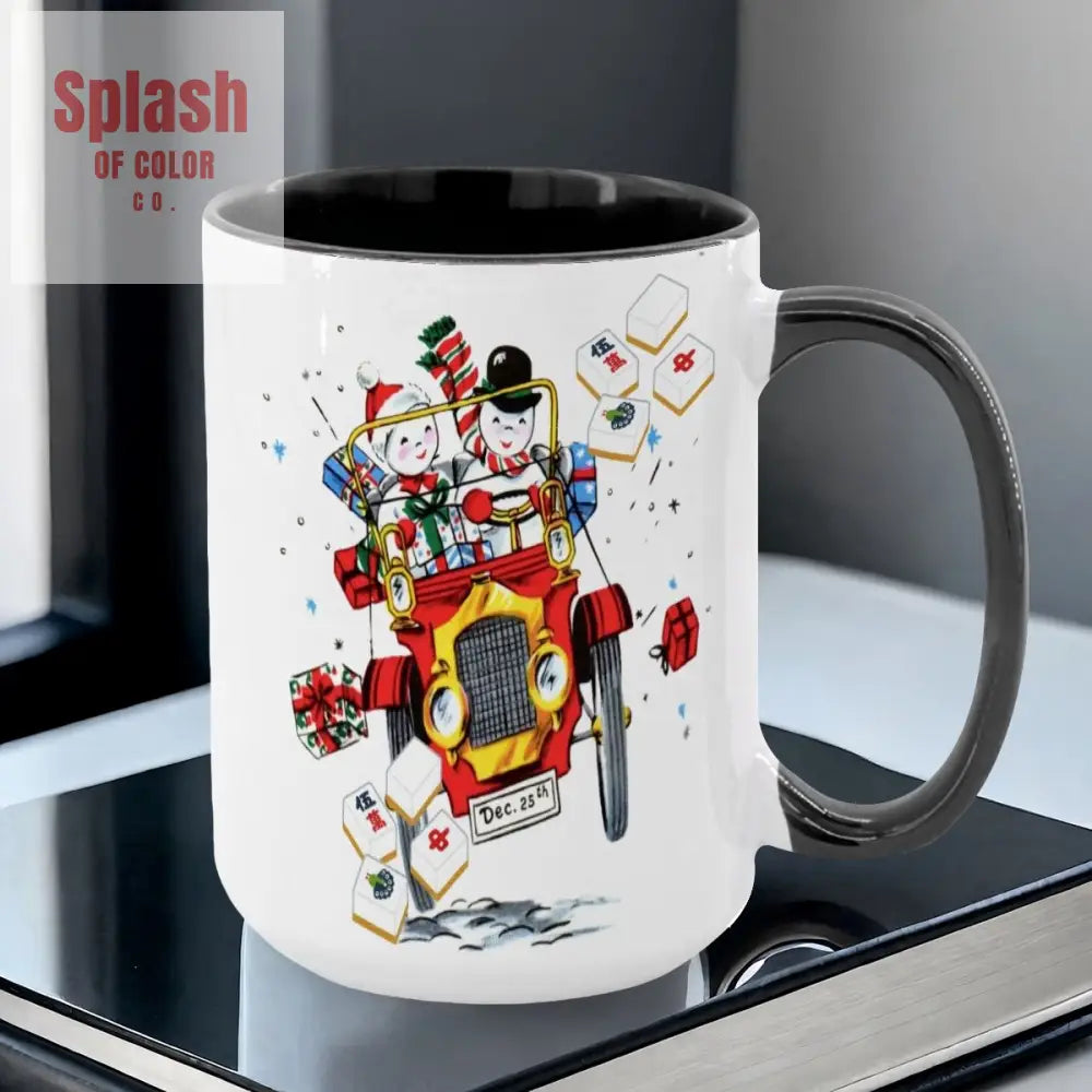 Mahjong Christmas Gift Funny Nostalgic Mahj Holiday Large Mug (15oz) - Drinkware