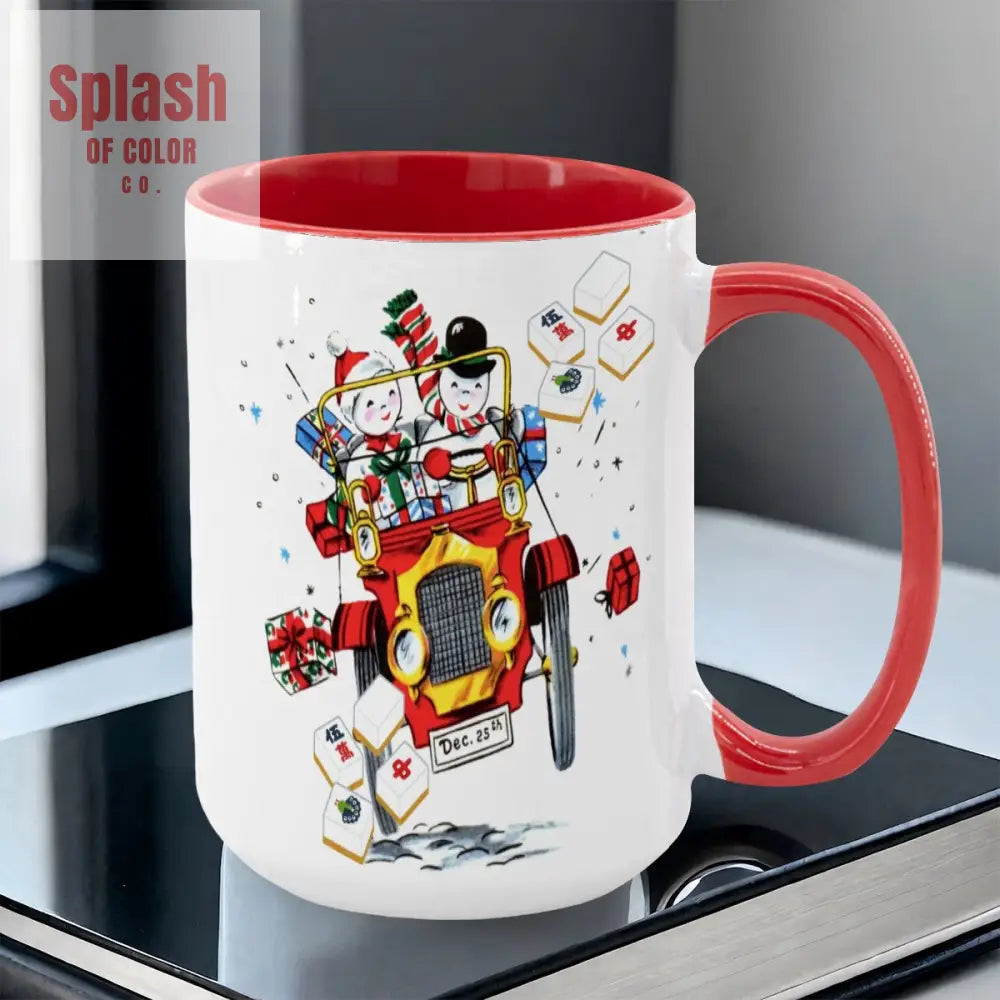 Mahjong Christmas Gift Funny Nostalgic Mahj Holiday Large Mug (15oz) - Drinkware