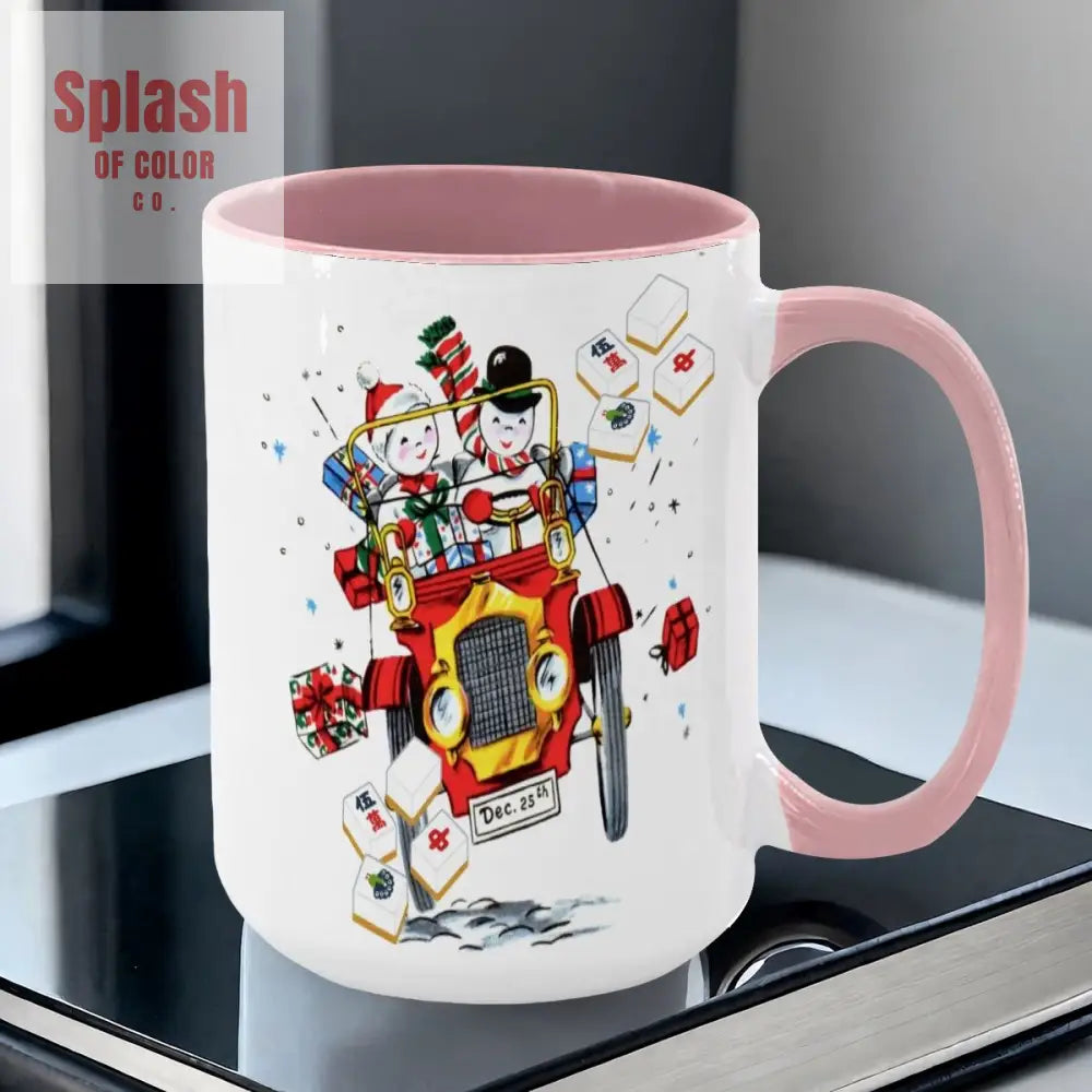 Mahjong Christmas Gift Funny Nostalgic Mahj Holiday Large Mug (15oz) - Drinkware