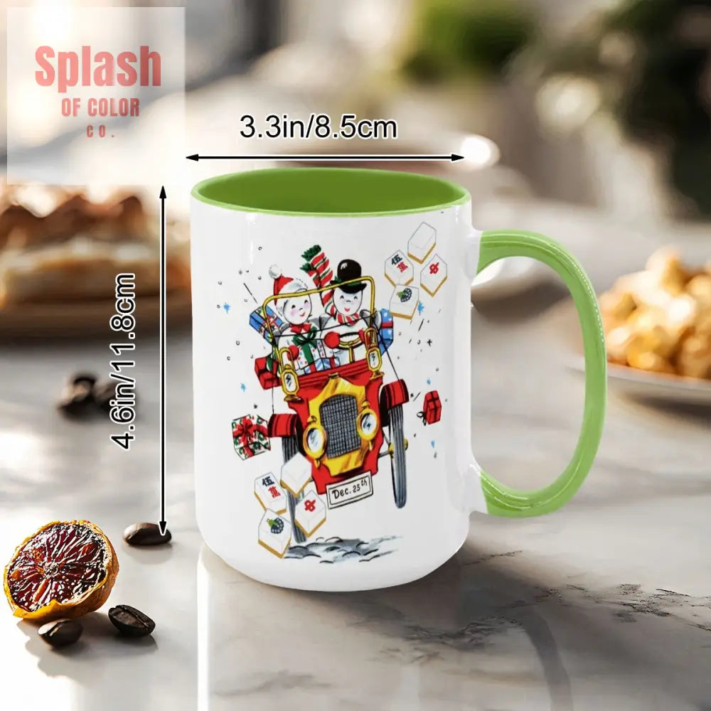 Mahjong Christmas Gift Funny Nostalgic Mahj Holiday Large Mug (15oz) - Drinkware