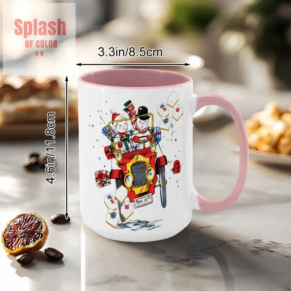Mahjong Christmas Gift Funny Nostalgic Mahj Holiday Large Mug (15oz) - Drinkware