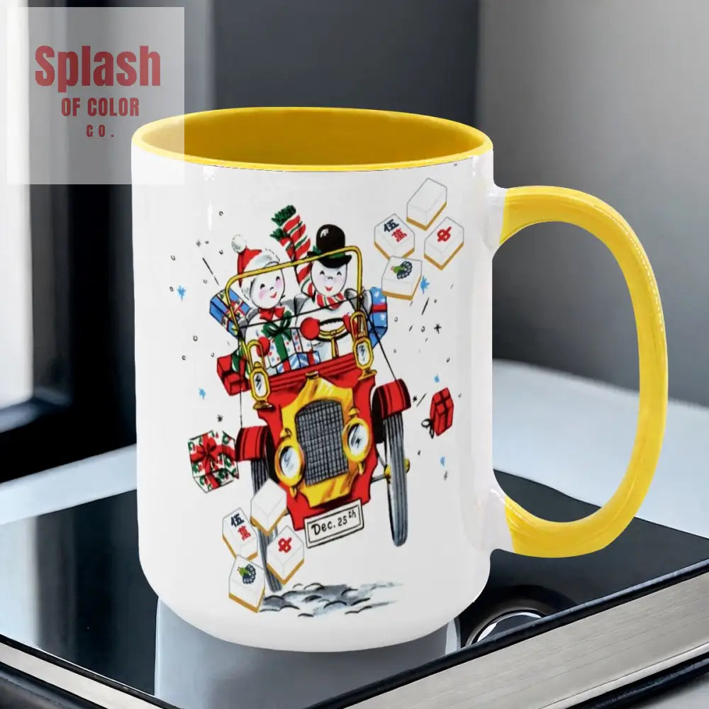 Mahjong Christmas Gift Funny Nostalgic Mahj Holiday Large Mug (15oz) - Drinkware