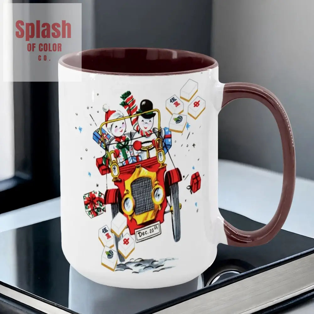 Mahjong Christmas Gift Funny Nostalgic Mahj Holiday Large Mug (15oz) - Drinkware
