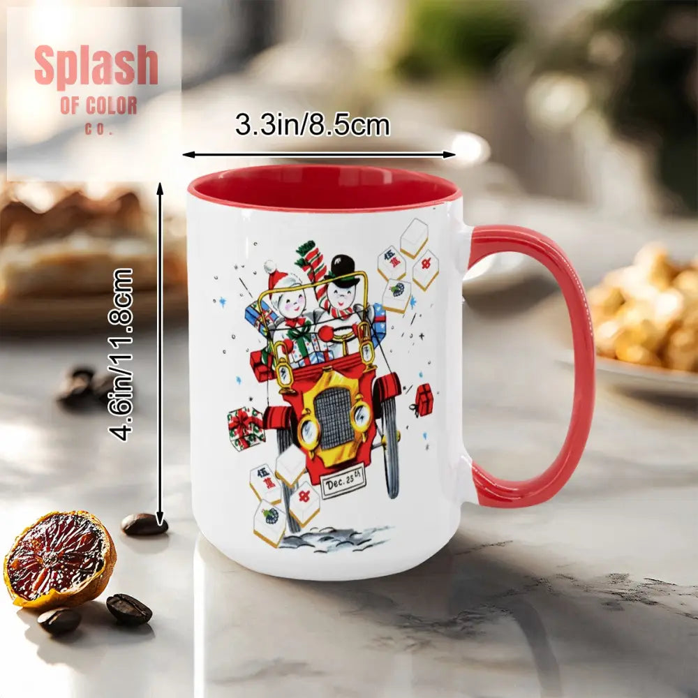 Mahjong Christmas Gift Funny Nostalgic Mahj Holiday Large Mug (15oz) - Drinkware