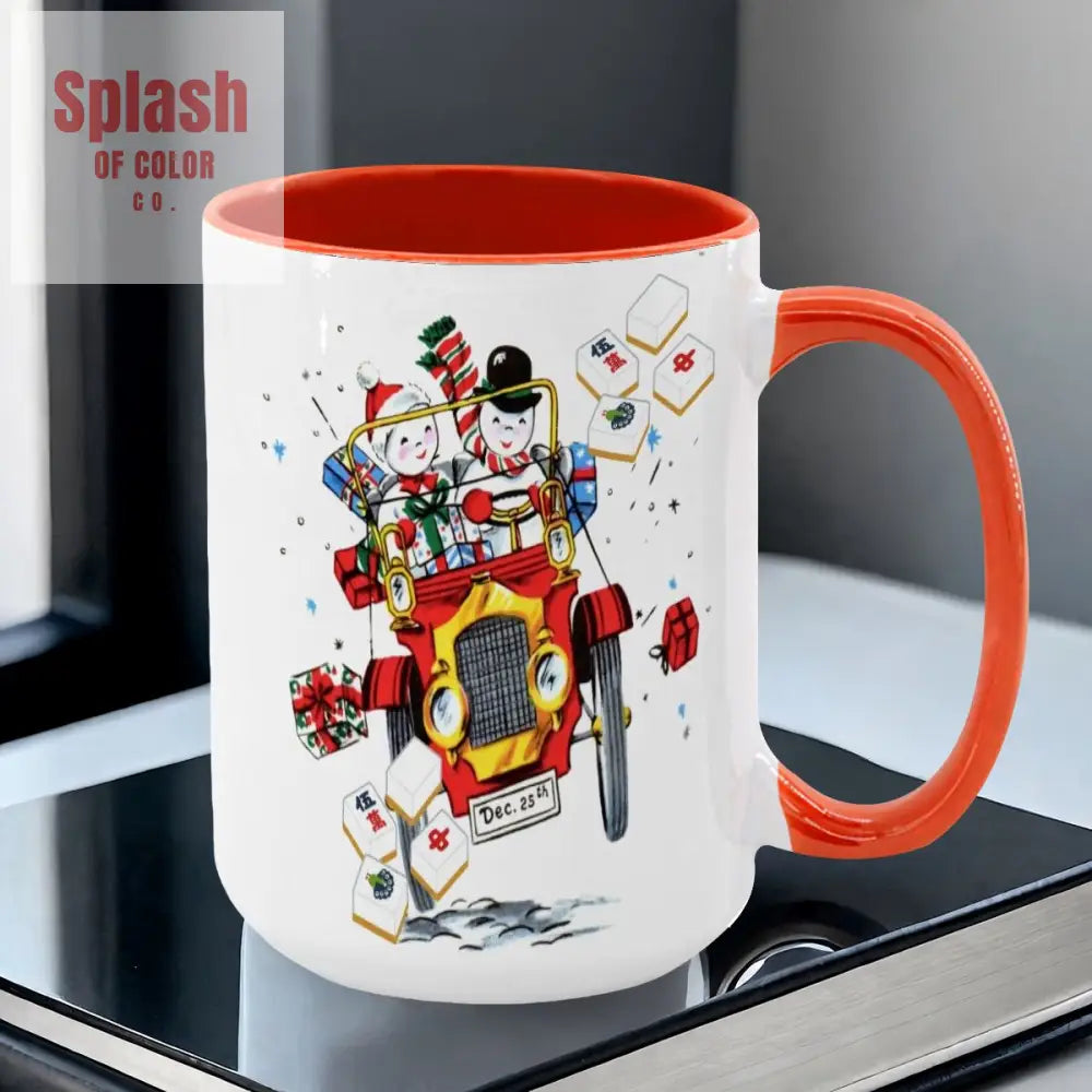 Mahjong Christmas Gift Funny Nostalgic Mahj Holiday Large Mug (15oz) - Drinkware