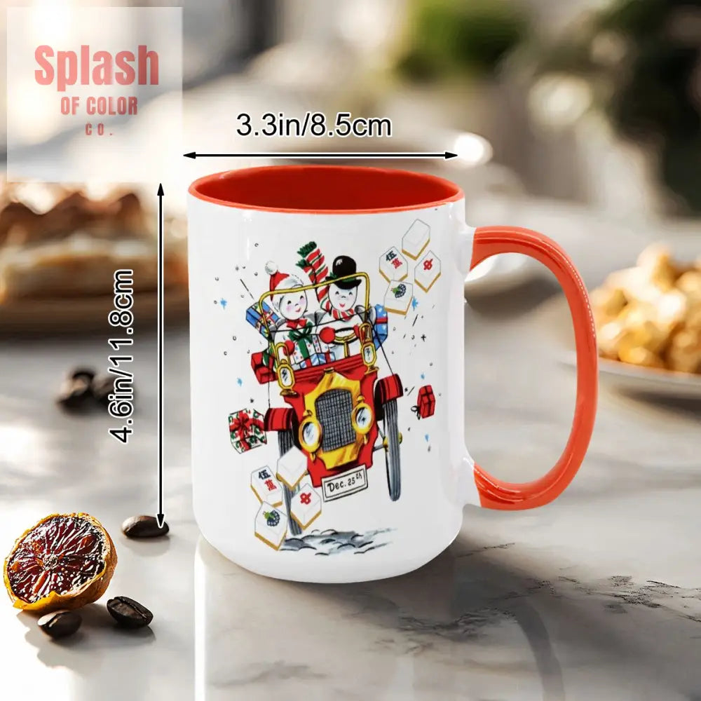 Mahjong Christmas Gift Funny Nostalgic Mahj Holiday Large Mug (15oz) - Drinkware