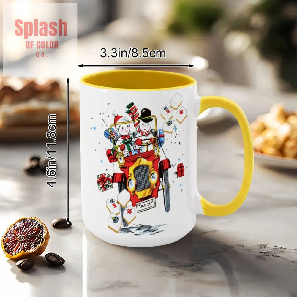Mahjong Christmas Gift Funny Nostalgic Mahj Holiday Large Mug (15oz) - Drinkware