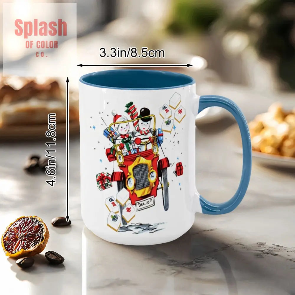 Mahjong Christmas Gift Funny Nostalgic Mahj Holiday Large Mug (15oz) - Drinkware