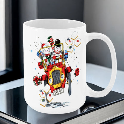 Mahjong Christmas Gift Funny Nostalgic Mahj Holiday Large Mug (15oz) - Drinkware