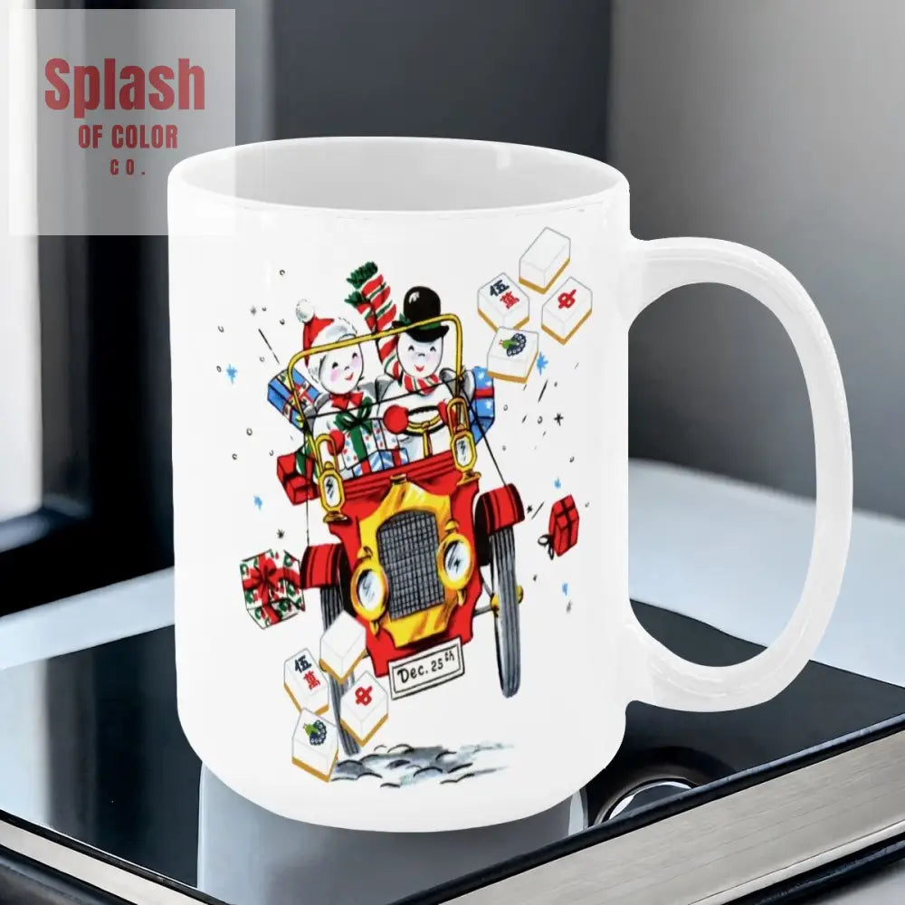 Mahjong Christmas Gift Funny Nostalgic Mahj Holiday Large Mug (15oz) - Drinkware