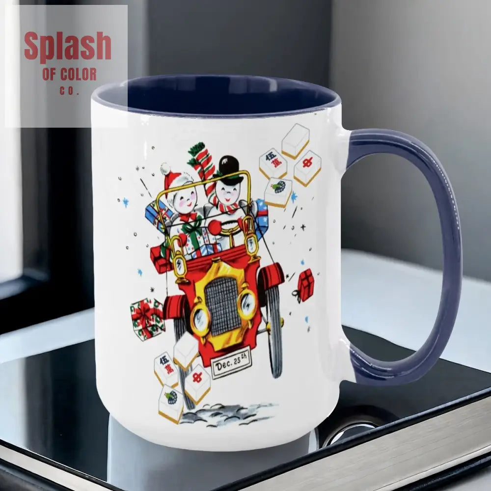 Mahjong Christmas Gift Funny Nostalgic Mahj Holiday Large Mug (15oz) - Drinkware