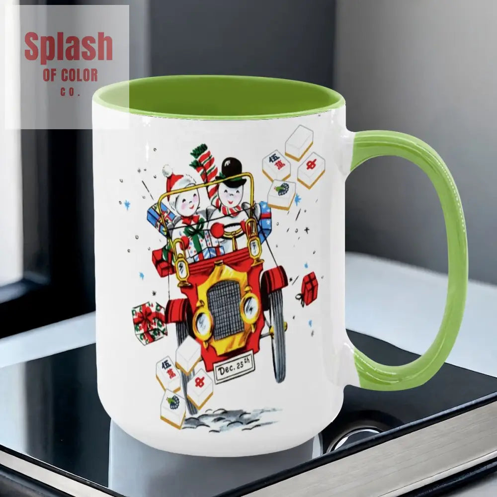 Mahjong Christmas Gift Funny Nostalgic Mahj Holiday Large Mug (15oz) - Drinkware