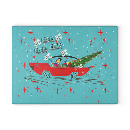 Mahjong Christmas Holiday Chacuterie Board Table Top Festive Glass Cutting Board - Holiday Kitchen Decor Christmas Gift
