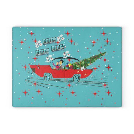 Mahjong Christmas Holiday Chacuterie Board Table Top Festive Glass Cutting Board - Holiday Kitchen Decor Christmas Gift