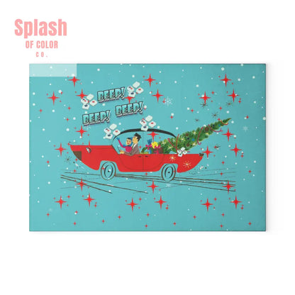 Mahjong Christmas Holiday Chacuterie Board Table Top Festive Glass Cutting Board - Holiday Kitchen Decor Christmas Gift