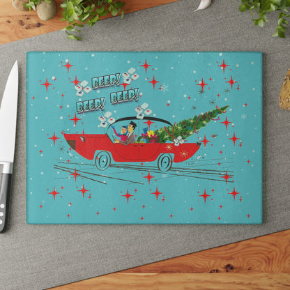 Mahjong Christmas Holiday Chacuterie Board Table Top Festive Glass Cutting Board - Holiday Kitchen Decor Christmas Gift