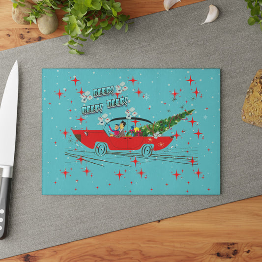Mahjong Christmas Holiday Chacuterie Board Table Top Festive Glass Cutting Board - Holiday Kitchen Decor Christmas Gift