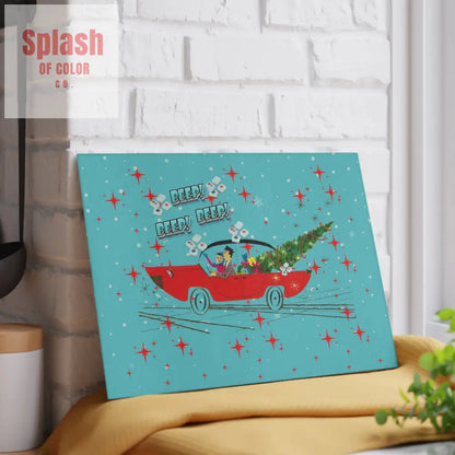 Mahjong Christmas Holiday Chacuterie Board Table Top Festive Glass Cutting Board - Holiday Kitchen Decor Christmas Gift