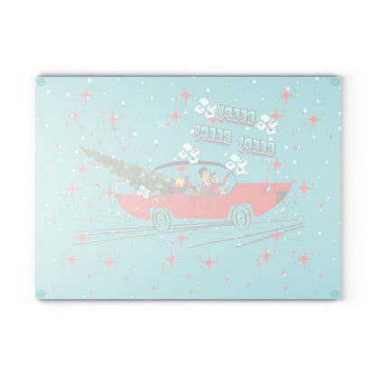 Mahjong Christmas Holiday Chacuterie Board Table Top Festive Glass Cutting Board - Holiday Kitchen Decor Christmas Gift