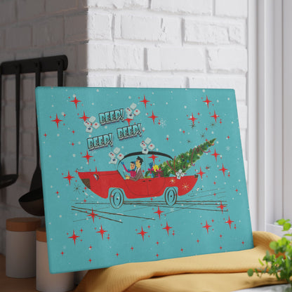 Mahjong Christmas Holiday Chacuterie Board Table Top Festive Glass Cutting Board - Holiday Kitchen Decor Christmas Gift