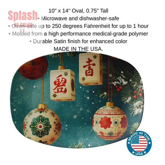 Mahjong Christmas Holiday Whimsical Ornament Entertaining Platter - Splash of Color co.