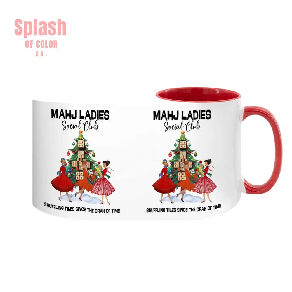 Mahjong Christmas Mahj Ladies Whimsica Christmas Large Mug (15oz) - Splash of Color co.
