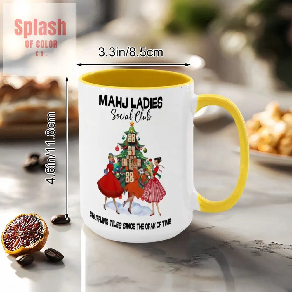 Mahjong Christmas Mahj Ladies Whimsica Christmas Large Mug (15oz) - Splash of Color co.