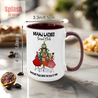 Mahjong Christmas Mahj Ladies Whimsica Christmas Large Mug (15oz) - Splash of Color co.