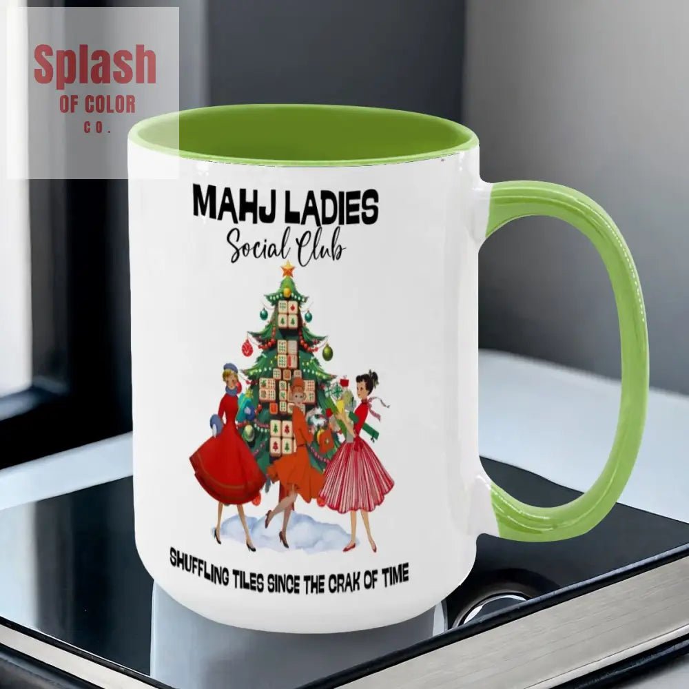 Mahjong Christmas Mahj Ladies Whimsica Christmas Large Mug (15oz) - Splash of Color co.