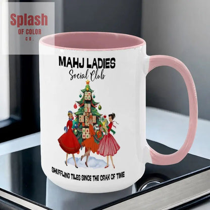 Mahjong Christmas Mahj Ladies Whimsica Christmas Large Mug (15oz) - Splash of Color co.