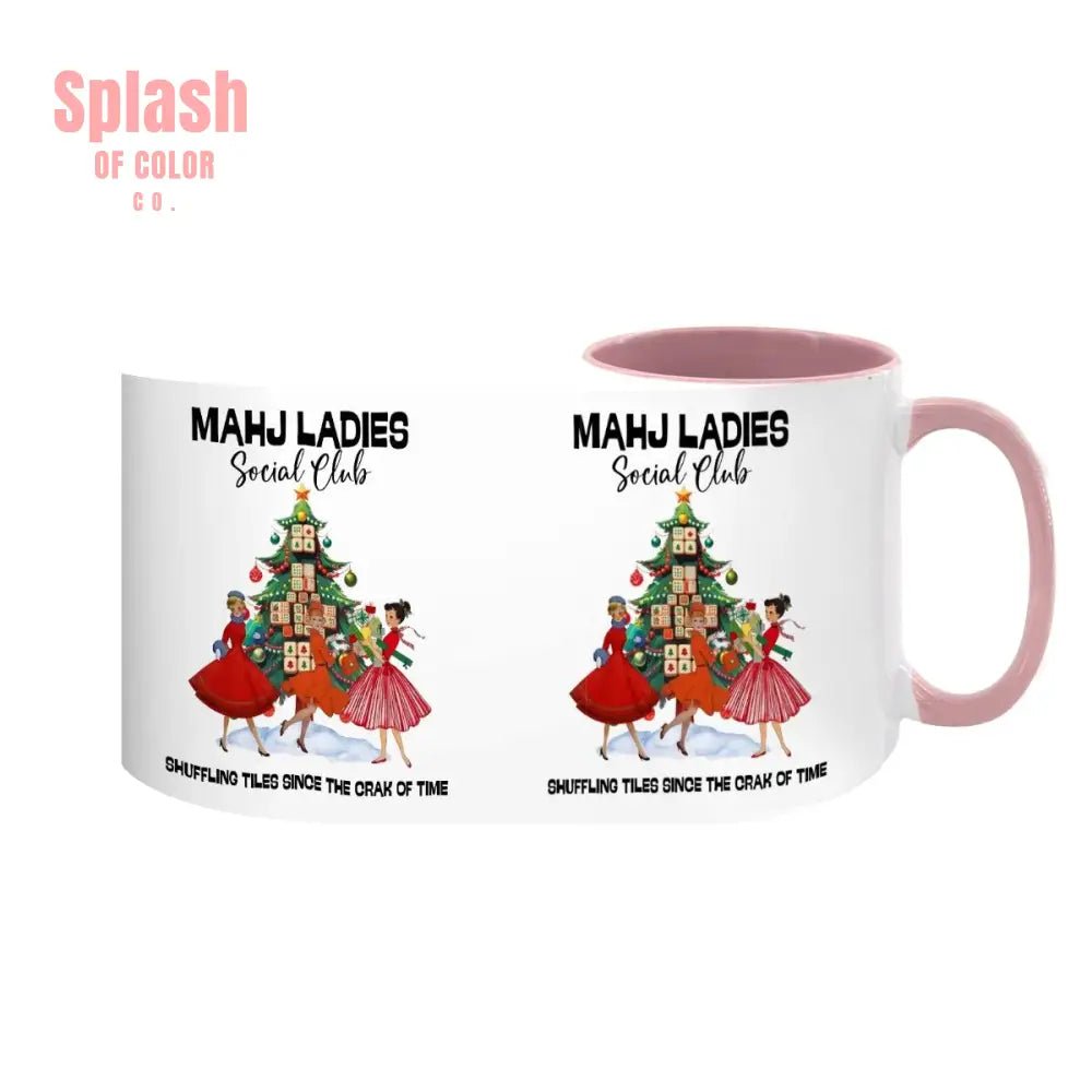 Mahjong Christmas Mahj Ladies Whimsica Christmas Large Mug (15oz) - Splash of Color co.