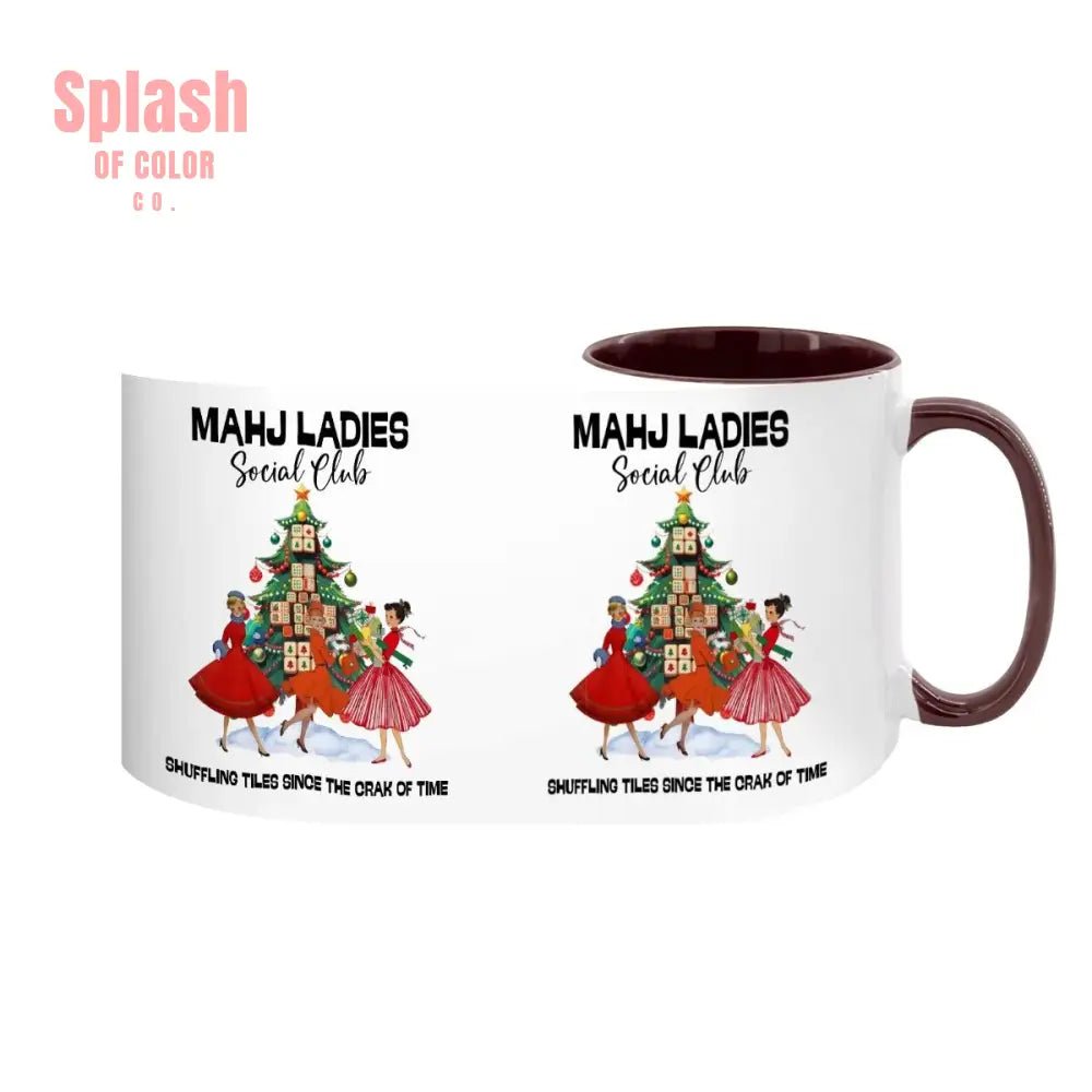 Mahjong Christmas Mahj Ladies Whimsica Christmas Large Mug (15oz) - Splash of Color co.
