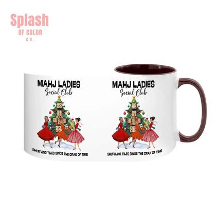 Mahjong Christmas Mahj Ladies Whimsica Christmas Large Mug (15oz) - Splash of Color co.