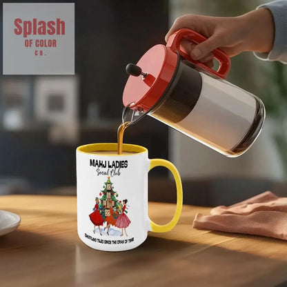 Mahjong Christmas Mahj Ladies Whimsica Christmas Large Mug (15oz) - Splash of Color co.