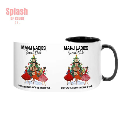 Mahjong Christmas Mahj Ladies Whimsica Christmas Large Mug (15oz) - Splash of Color co.