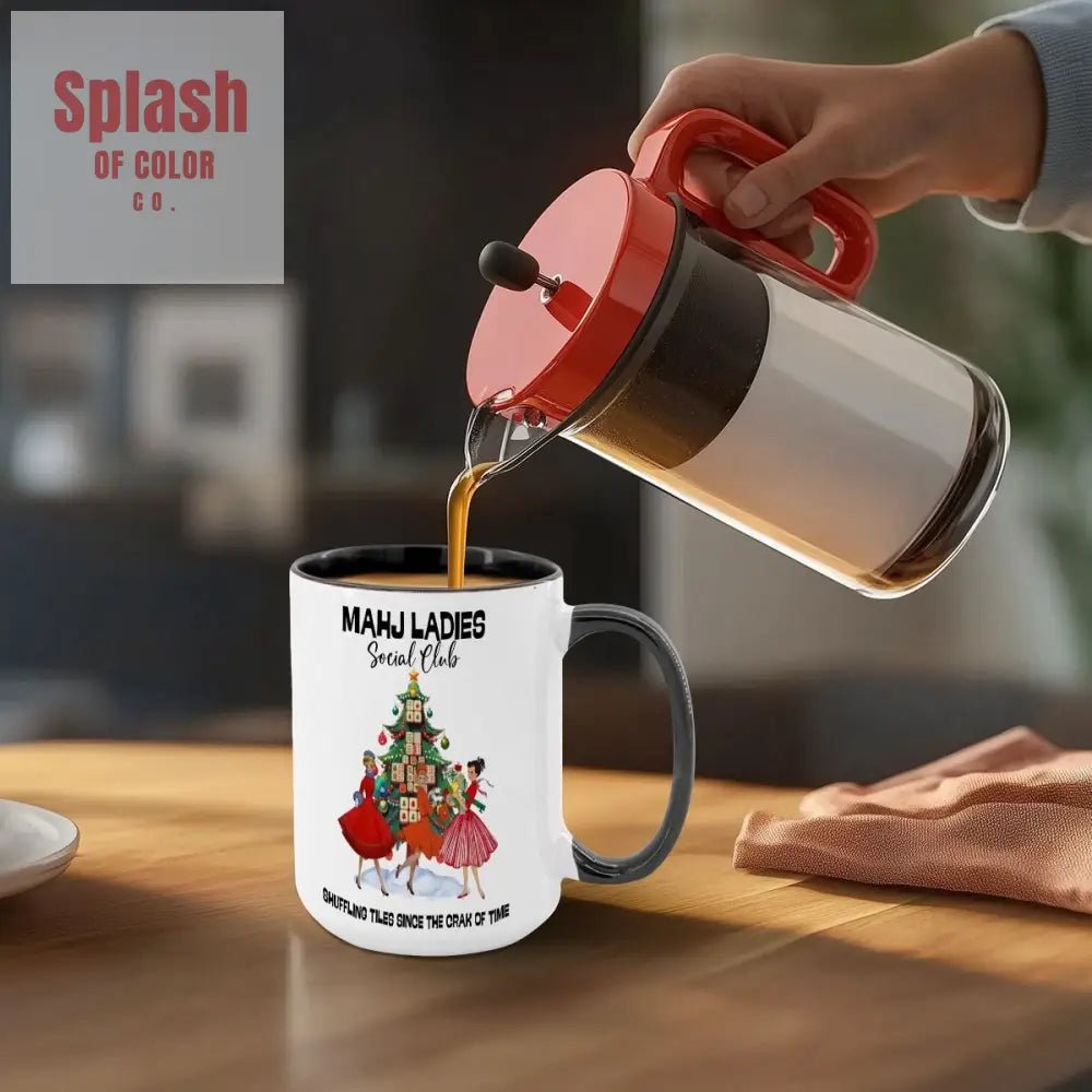 Mahjong Christmas Mahj Ladies Whimsica Christmas Large Mug (15oz) - Splash of Color co.