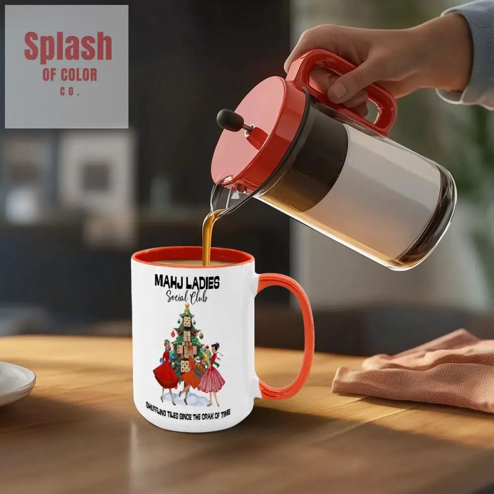 Mahjong Christmas Mahj Ladies Whimsica Christmas Large Mug (15oz) - Splash of Color co.