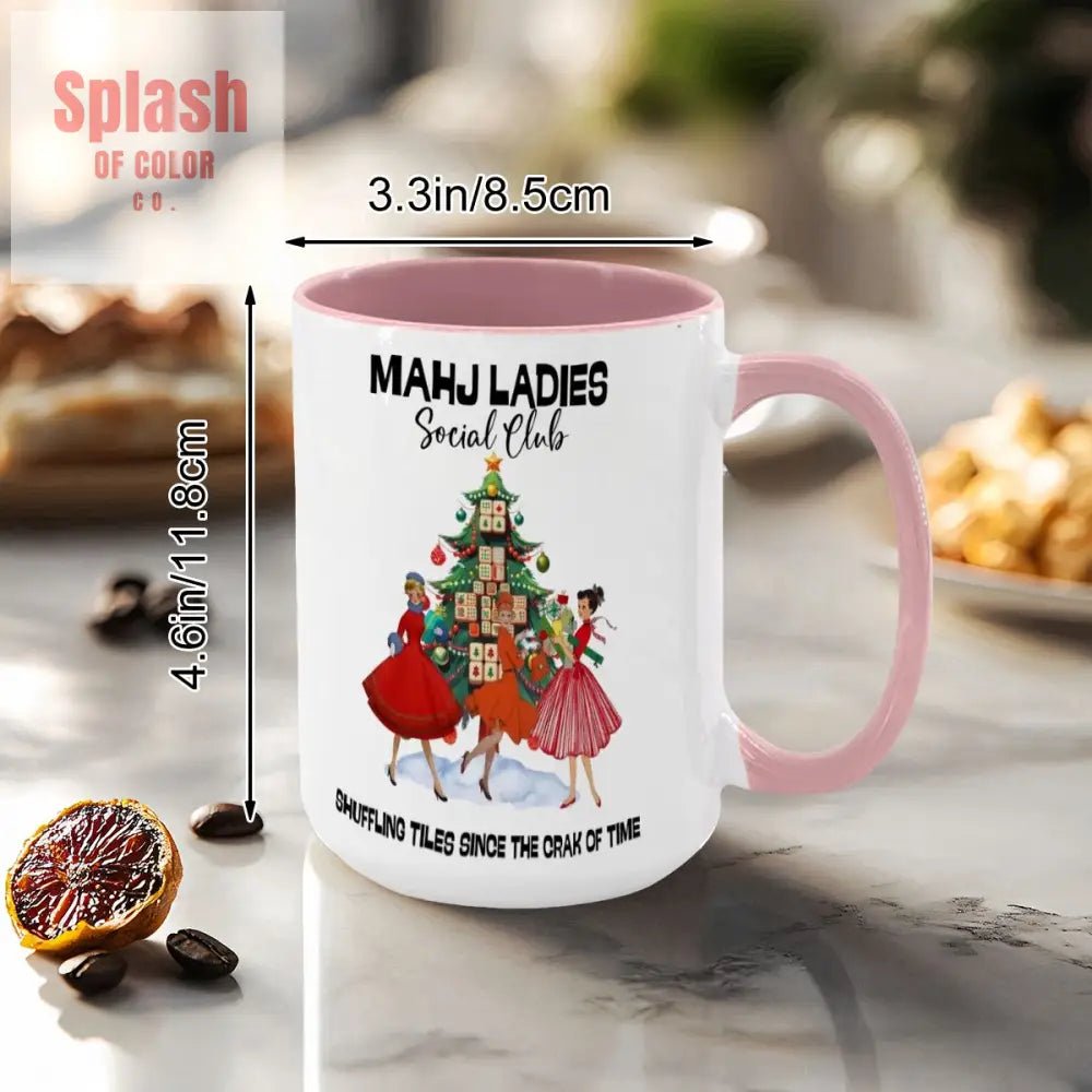 Mahjong Christmas Mahj Ladies Whimsica Christmas Large Mug (15oz) - Splash of Color co.